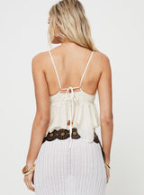 Laren Flutter Cami Top Ivory