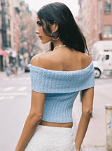 Murmur Off Shoulder Top Blue