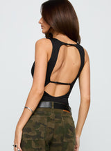Midnight In Paris Backless Bodysuit Black
