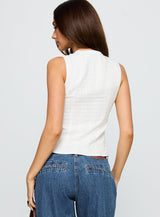 Tempting Tie Detail Top White