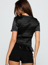 Wildrose Shirred Top Black