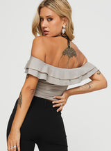 Farino Off The Shoulder Top Grey