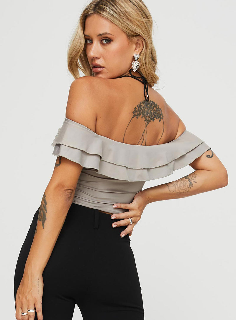 Farino Off The Shoulder Top Grey