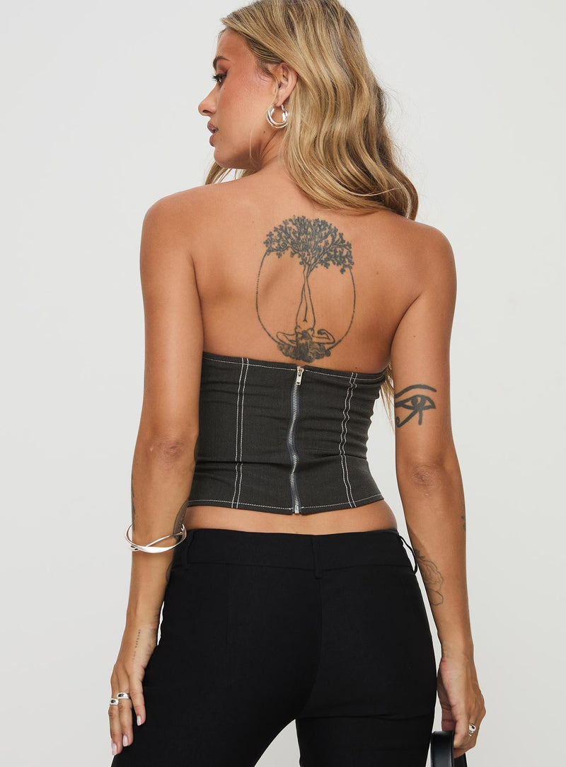Vacke Strapless Top Grey