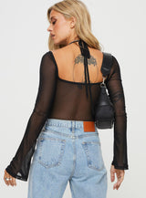 Dyer Sheer Sleeve Bodysuit Black