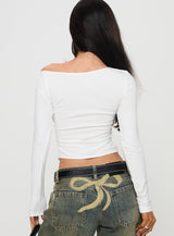Karre Off The Shoulder Long Sleeve Top White