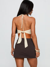 Just Imagine Tie Back Top Beige