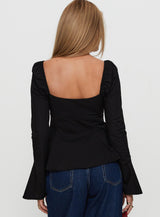 Lilibette Tie Up Long Sleeve Top Black