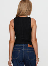 Loxlee Lace Plunge Neck Top Black