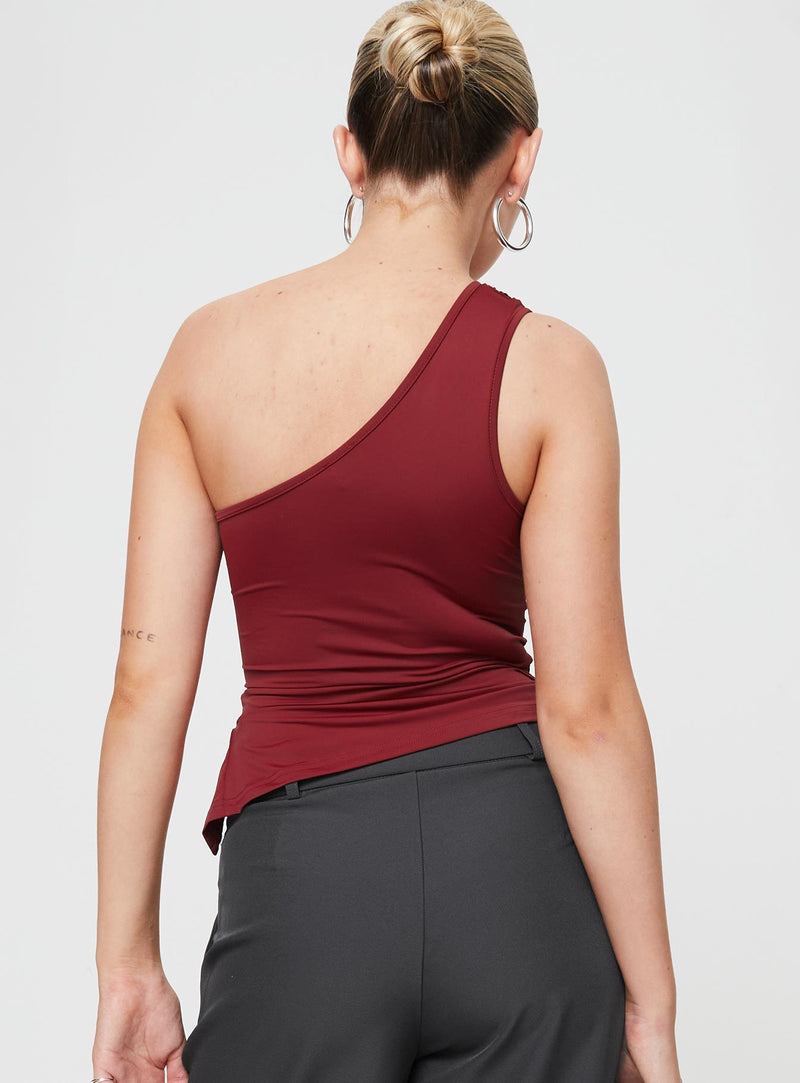 Liotta One Shoulder Top Burgundy