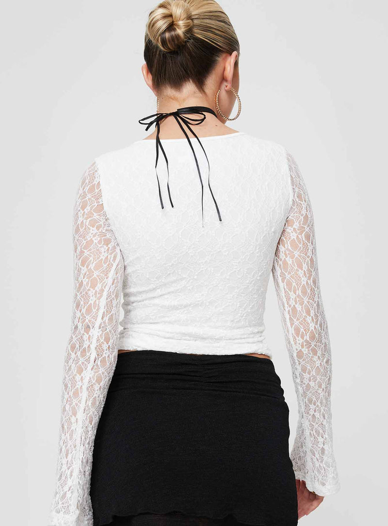 Patrice Long Sleeve Top White