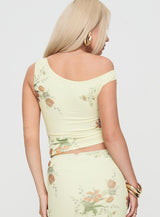 Rios One Shoulder Top Yellow Floral