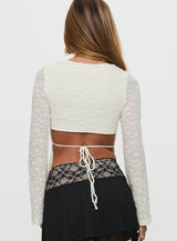 Shellee Long Sleeve Tie Back Top Cream