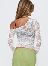 How Ironic One Shoulder Lace Top Cream