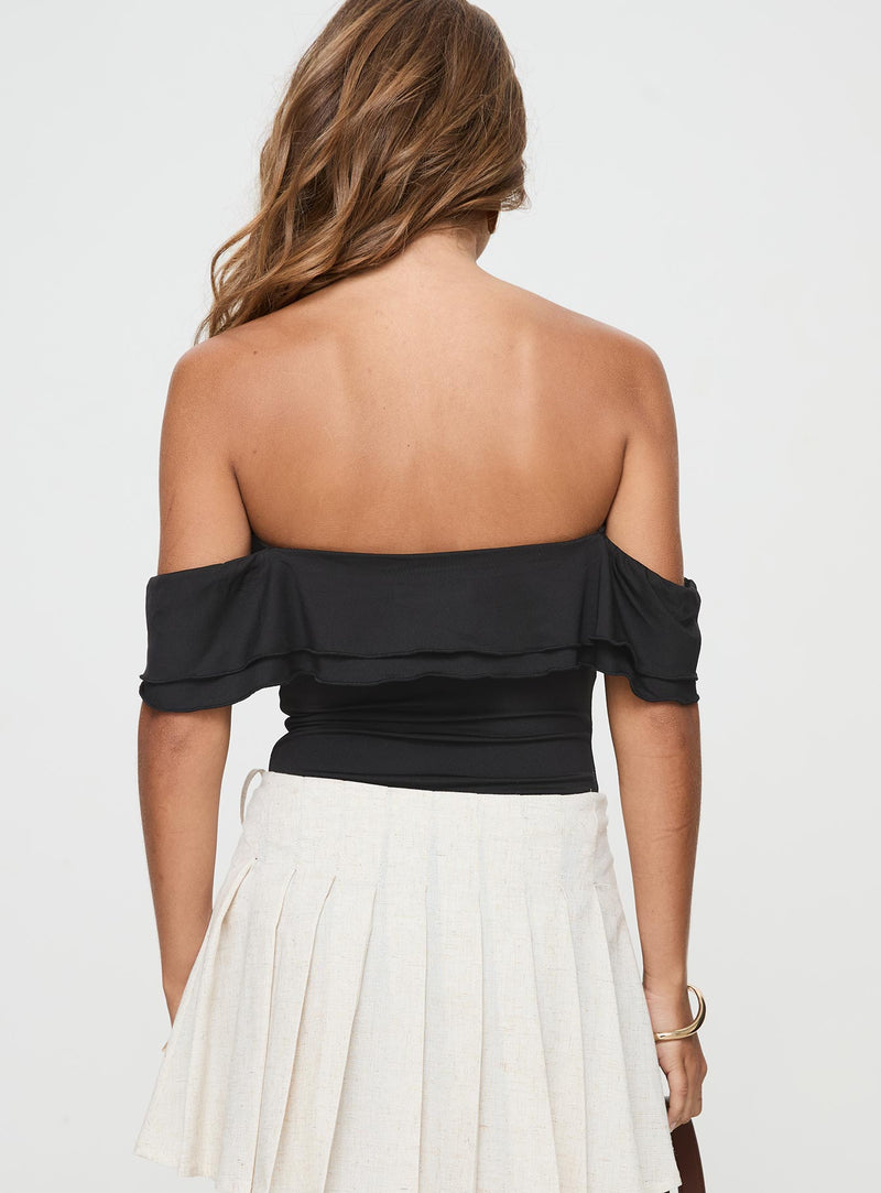 Coming Back Ruffle Bodysuit Black