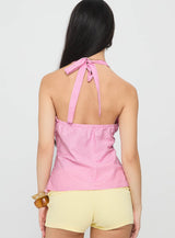 Enough Time Halter Top Pink Stripe