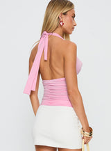 Tempting Plunge Neck Top Pink