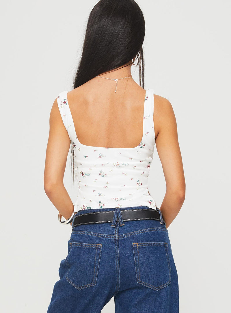 Rehna Top White Floral