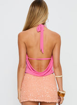 Carefree Days Cowl Neck Top Pink