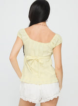 Lainee Babydoll Tie Up Top Yellow