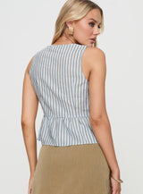 Coney Island Top Blue Stripe