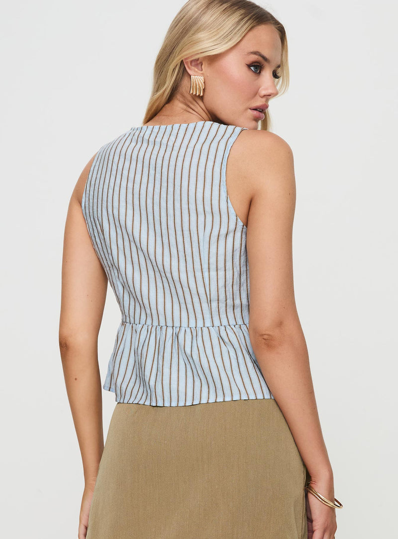 Coney Island Top Blue Stripe