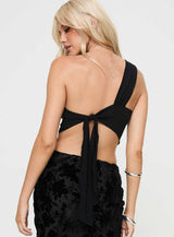 Diya One Shoulder Top Black