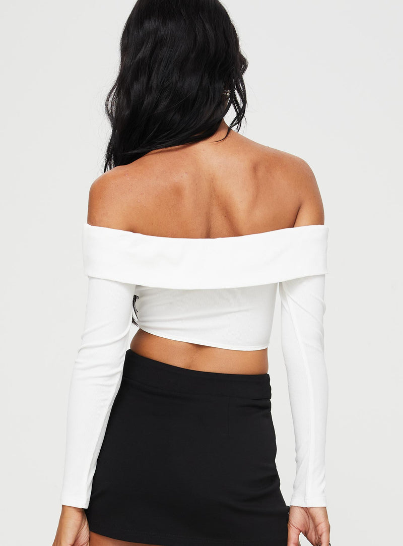 Kaeshia Rib Off The Shoulder Bustier White