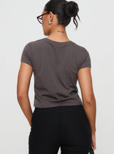 Polly Bow Tee Charcoal