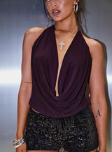 Carefree Days Cowl Neck Top Purple