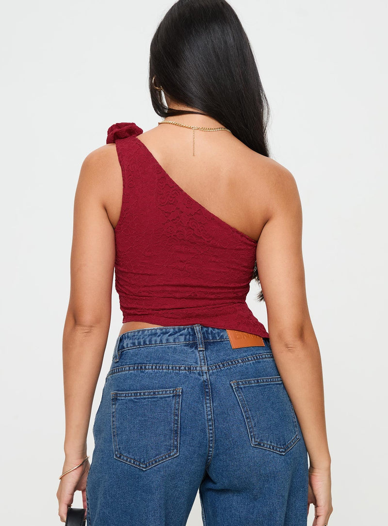 Pillai One Shoulder Top Red