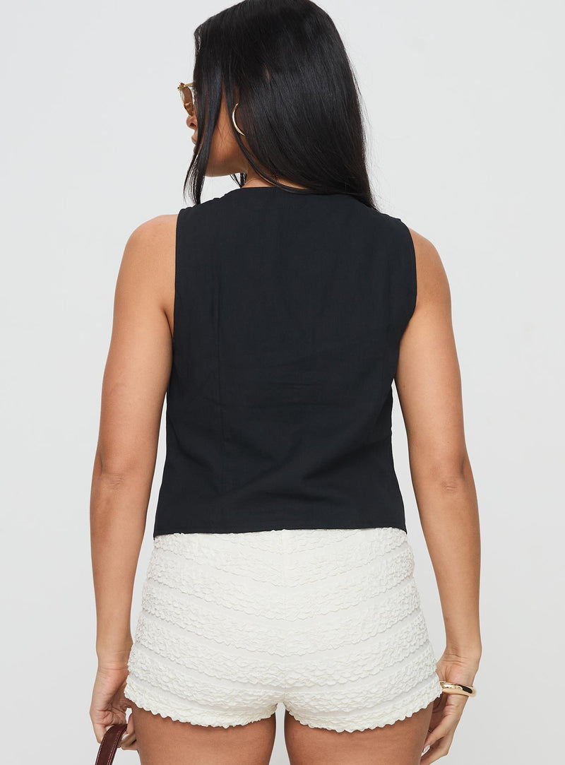 Awakening Tie Front Top Black