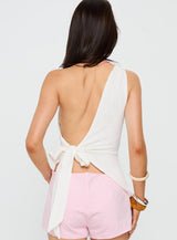 Dominikah One Shoulder Tie Top White