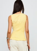 Maybe Tomorrow Ruched Sleeveless Top Lemon