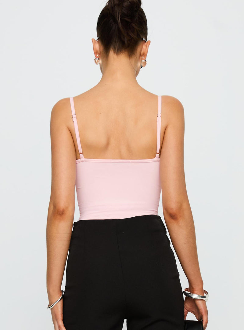 Aetherial Lace Detail Bodysuit Pink