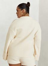 Jhett Long Sleeve Knit Shirt Cream Curve