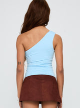 Impulse Ruched One Shoulder Top Blue