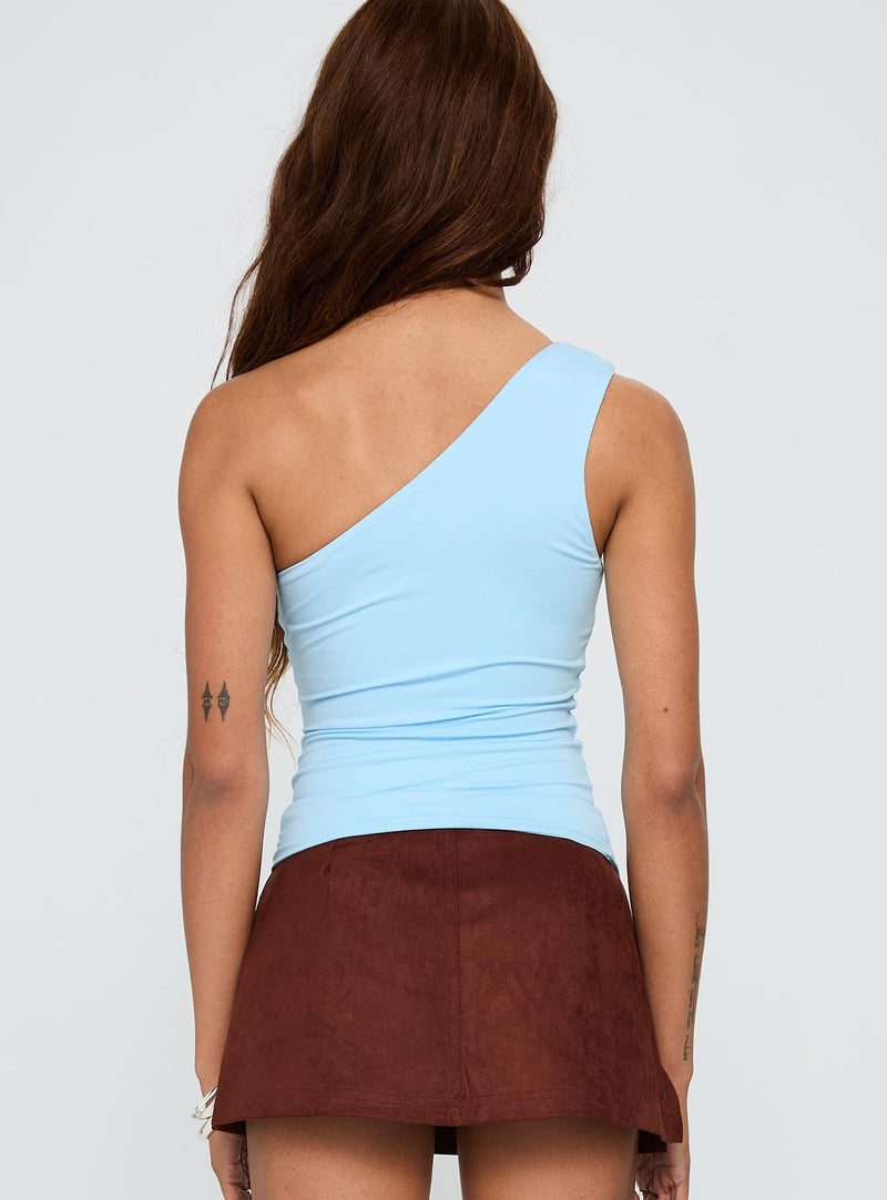 Impulse Ruched One Shoulder Top Blue