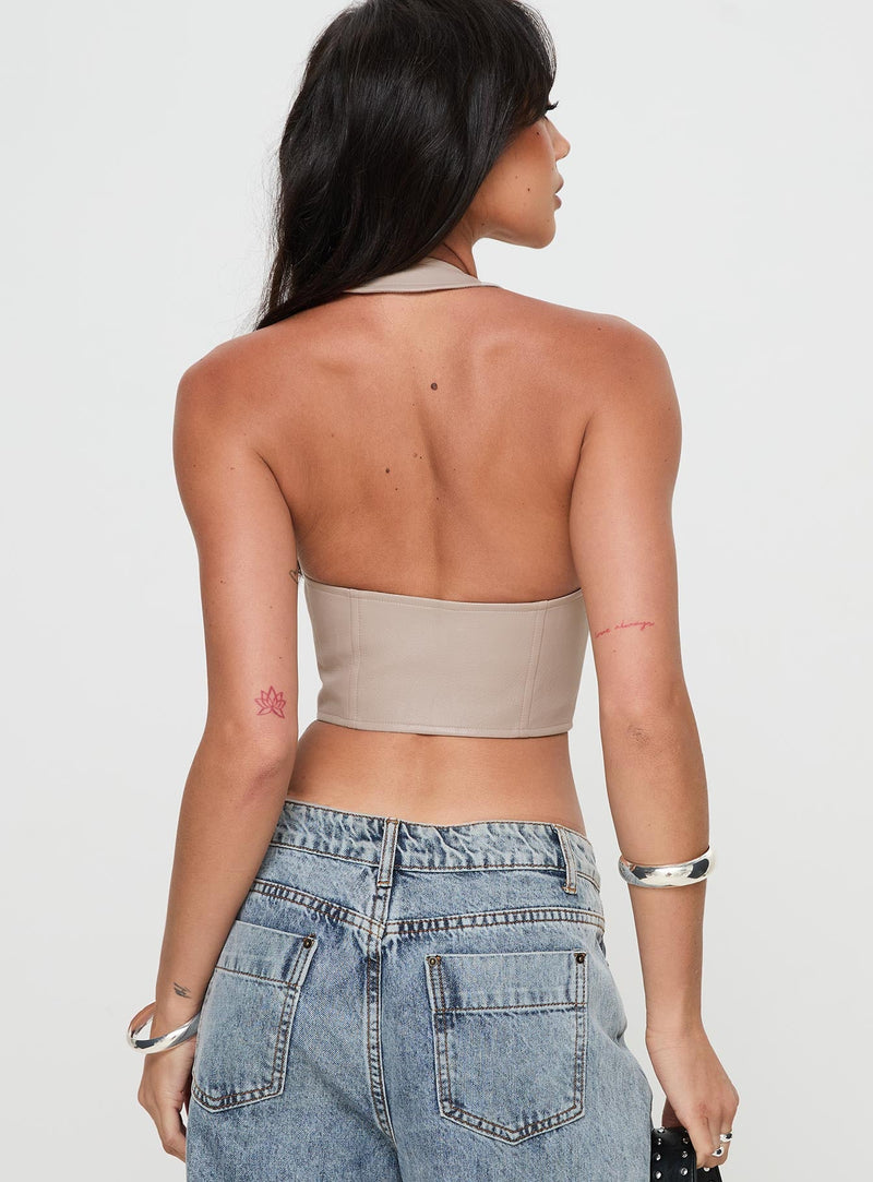 Palladia Faux Leather Jordy Corset Taupe