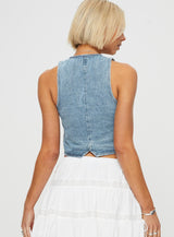 Thayer Denim Vest Top Mid Blue