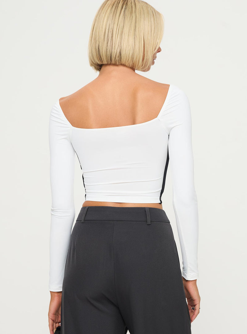 Maidenwell Contrast Long Sleeve Top White