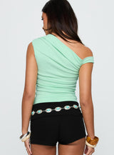 Flowers Grow One Shoulder Top Sage