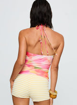 Roller Coaster Bead Detail Top Multi Floral