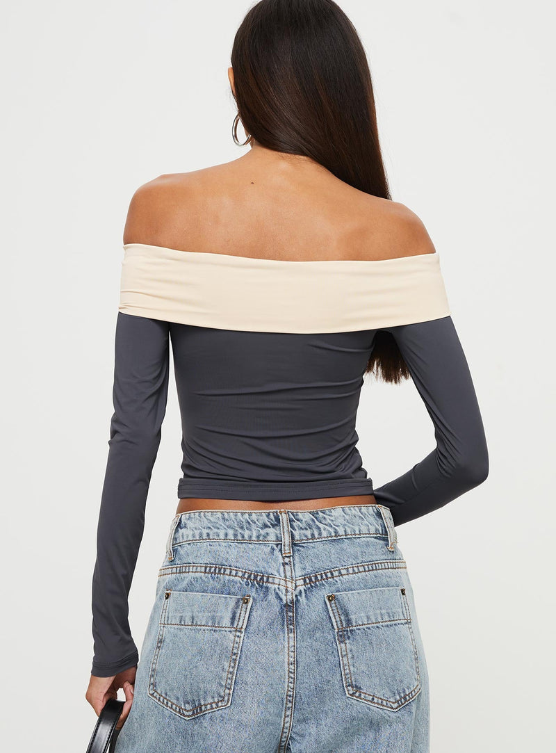 Machado Off The Shoulder Top Slate / Beige