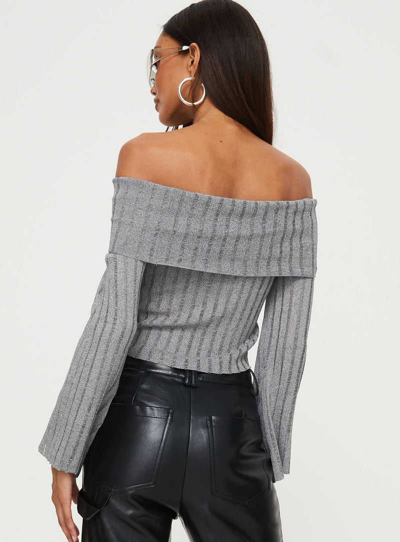 Sorrel Off The Shoulder Top Grey