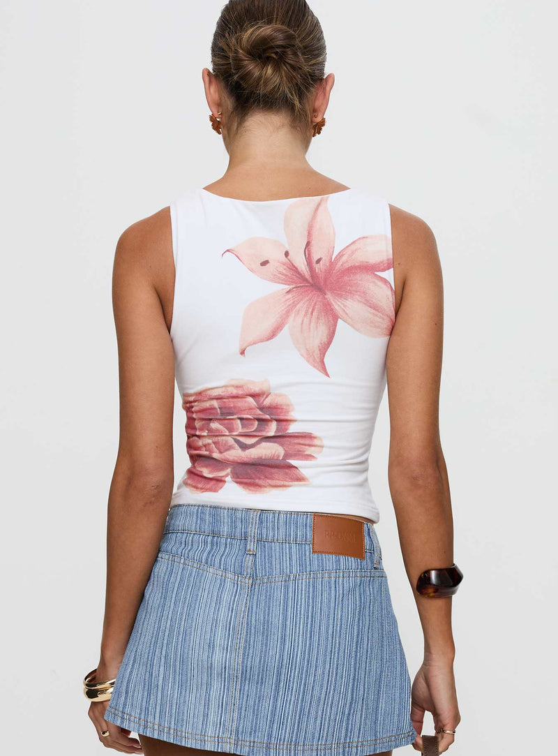 Pegasus Boat Neck Top White Floral