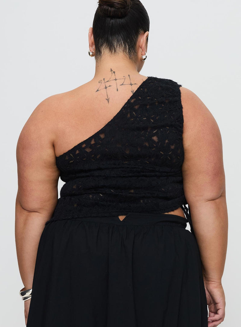 Sensua One Shoulder Top Black
