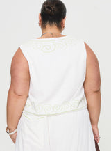 Kindred Tie Top White / Green Curve