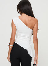 Vulnerable One Shoulder Top White