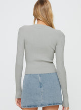 Gleeson Square Neck Long Sleeve Top Grey
